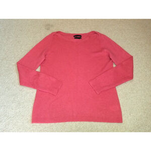 Womens Sweater-TAHARI-pink 100% cashmere "Pure Luxe" Quiet luxury Old money-M